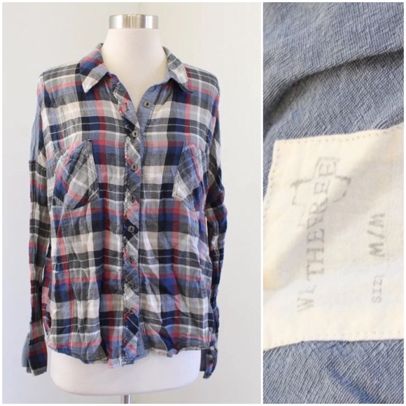 Free People Tops - We the Free Plaid Chambray Shirt